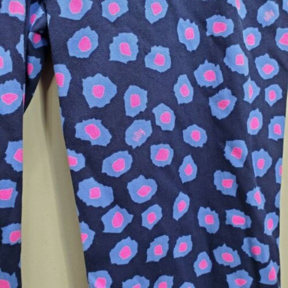 Lilly Pulitzer printed luxury capris Spotted Ankle Pants Zip navy pink Sz 0 flat - Picture 4 of 11